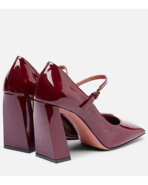 AMINA MUADDI Red Charlotte 95 Patent Leather Mary Jane Pumps