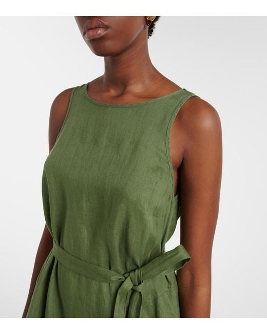 Velvet Green Reta Linen Midi Dress