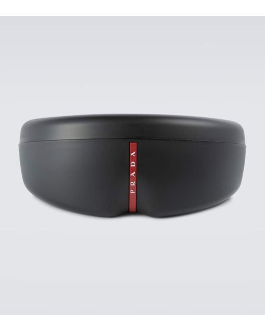 Prada Blue Linea Rossa Rectangular Sunglasses for men