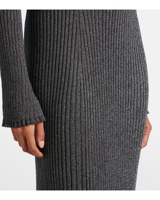 Proenza Schouler Gray Joni Ribbed-Knit Lame Maxi Dress