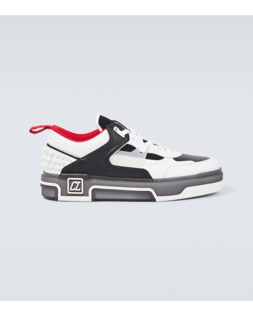 Christian Louboutin White Astroloubi Leather-trimmed Sneakers for men
