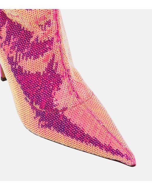 Alexandre Vauthier Pink Sebert Sequined Ankle Boots