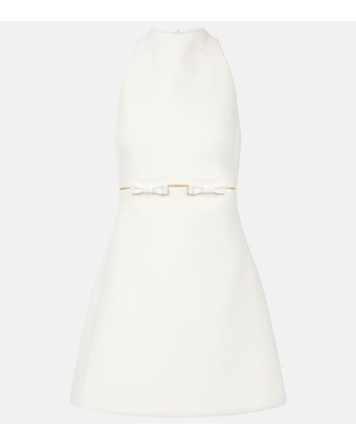 Safiyaa White Bridal Jalie Bow-Detail Crepe Minidress