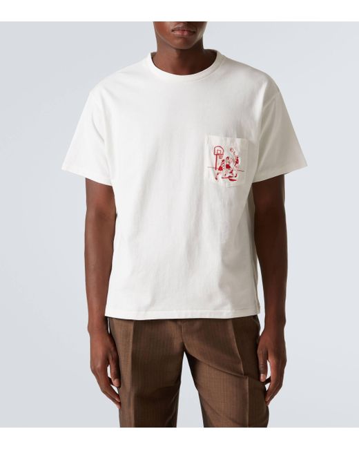 Bode White Embroidered Hoop Cotton T-shirt for men