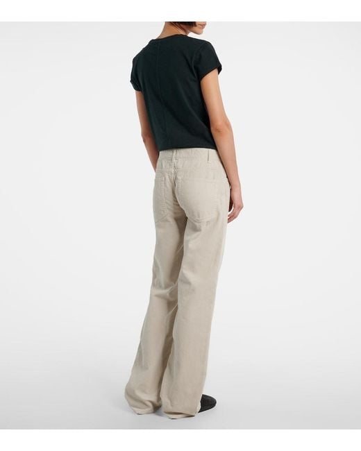 The Row White Carlyl Cotton Corduroy Straight Pants