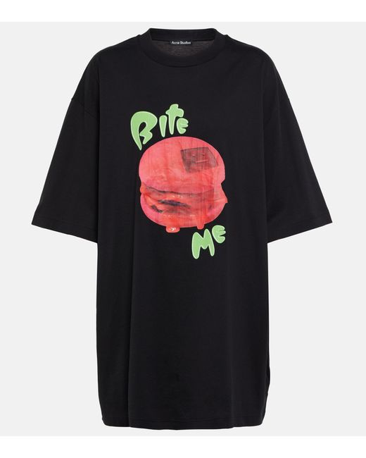 Acne Studios Face Printed Cotton Top in Black | Lyst