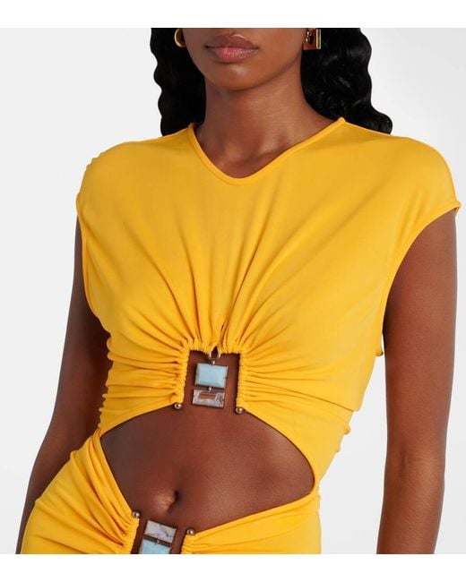 Christopher Esber Yellow Minikleid Duo Bezel Aus Jersey