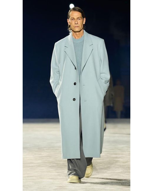 Ami Paris Oversized Woolblend Gabardine Coat in Blue for Men Lyst