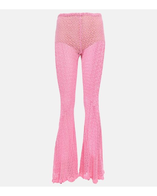 Blumarine Pink Crochet Flared Pants