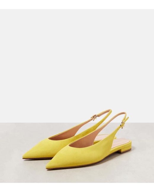 Gianvito Rossi Yellow Suede Slingback Flats