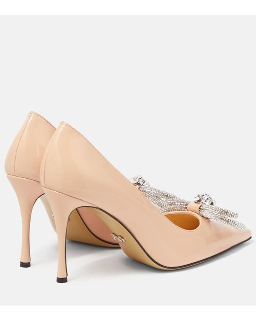 Mach & Mach Natural Double Bow Patent Leather Pumps
