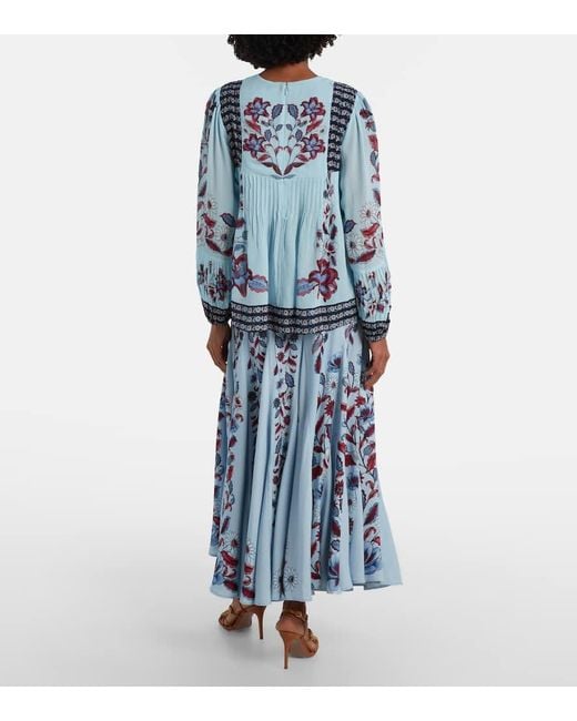 Farm Rio Blue Marcelle Pleated Maxi Skirt