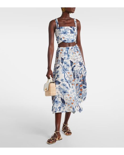 Agua Bendita Blue Mimosa Midi Skirt