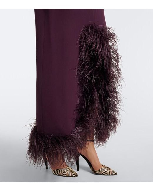 Valentino Purple Cady Couture Feather-Trimmed Gown