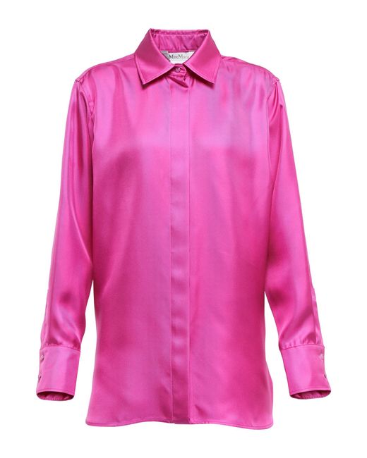 Max Mara Molina Silk Twill Shirt in Pink | Lyst