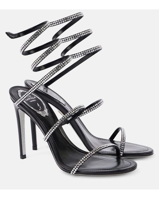 Rene Caovilla Metallic Cleo 105 Embellished Satin Sandals