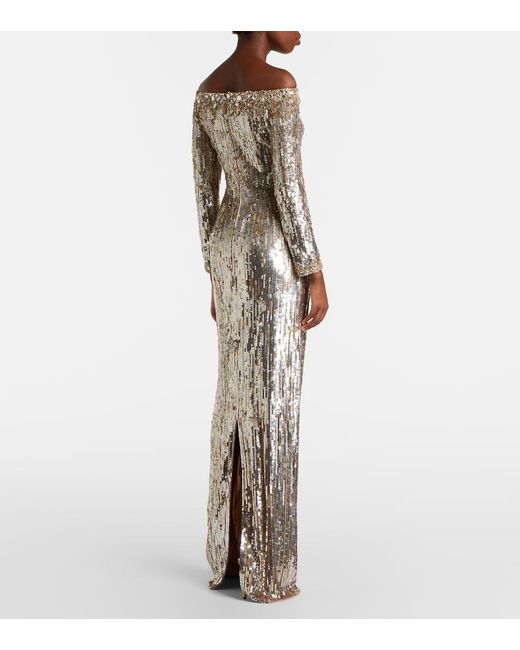 Jenny Packham Metallic Marnie Embellished Gown