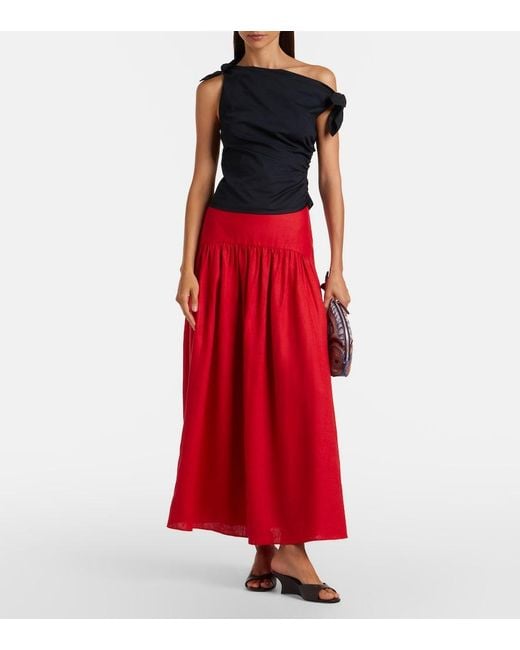 Staud Black Bellaria Asymmetric Cotton Top