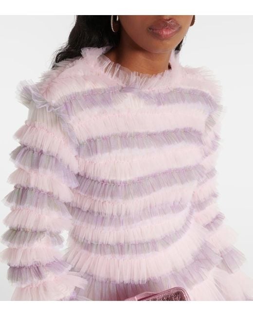 Vestido Corto De Tul Fruncido SUSAN FANG de color Pink