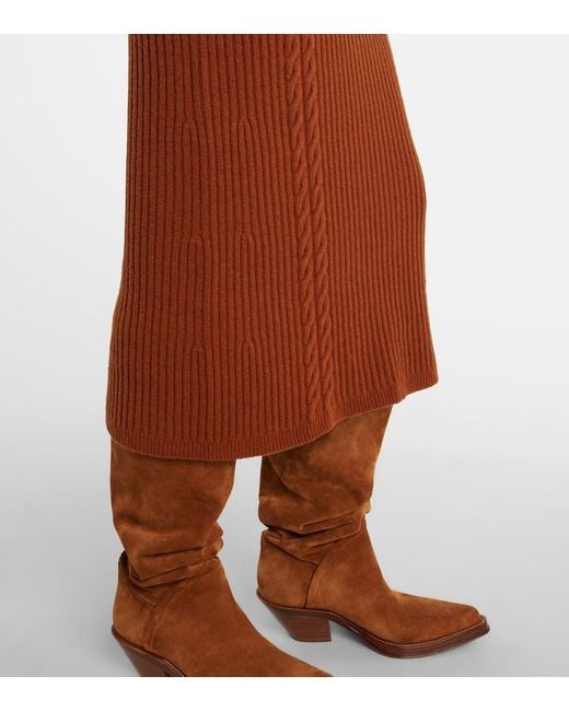 Max Mara Brown Zelanda Wool-Blend Midi Dress