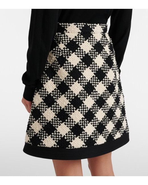 Valentino Black Cotton And Wool-Blend Tweed Miniskirt