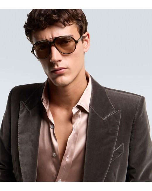 Tom Ford Brown Aalto Aviator Sunglasses for men