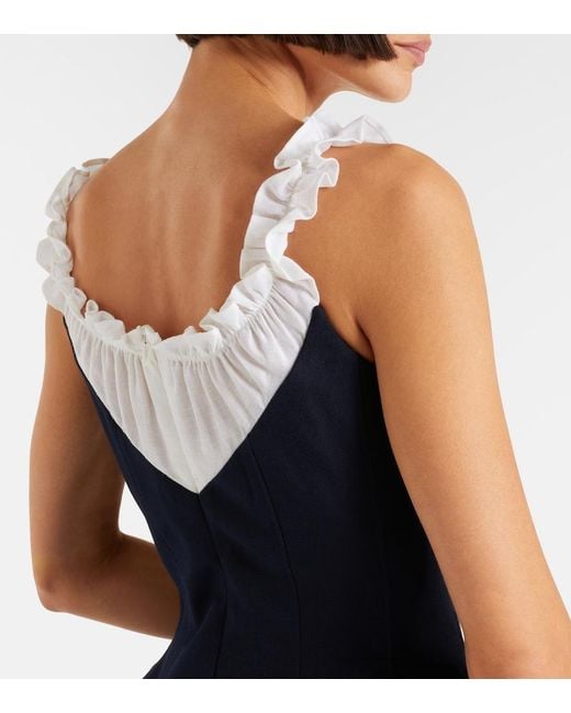 ShuShu/Tong Blue Ruffled Wool And Silk Minidress