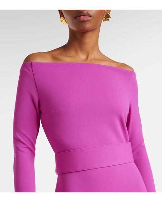 Solace London Purple Sabina Off-Shoulder Gown
