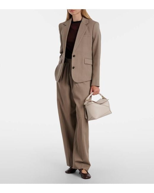 Loewe White Puzzle Edge Small Leather Tote Bag