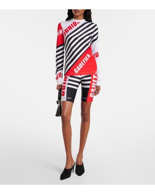 Jean Paul Gaultier Red Logo Striped Jersey T-Shirt