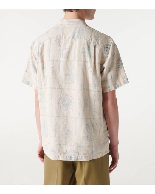 RRL White Wayne Printed Linen Shirt for men