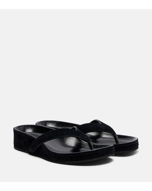 Phoebe Philo Black Suede Thong Sandals