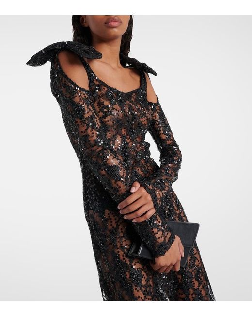 Vestido de fiesta de encaje con lazo Nina Ricci de color Black