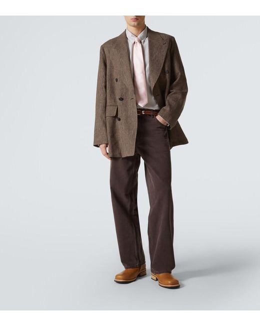 Our Legacy Brown Sharp Db Linen And Cotton Blazer for men