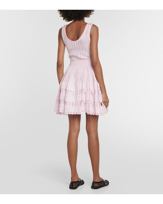 Alaïa Pink Alaïa Fluid Knitted Mini Dress