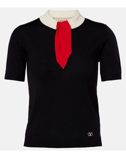 Valentino Black Maglia Vlogo Wool-Blend Sweater