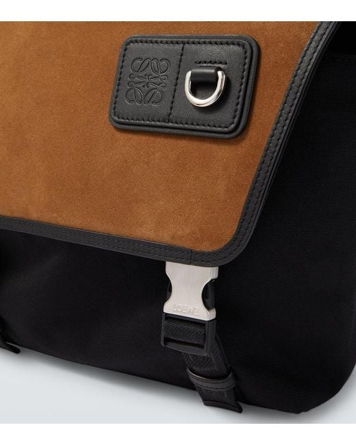 Loewe Black Flex Medium Canvas And Suede Messenger Bag for men