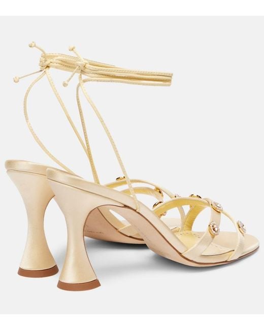 Manolo Blahnik Metallic Pelysaka 95 Embellished Satin Sandals