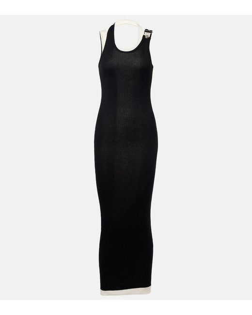 Jean Paul Gaultier Black Layered Cotton Jersey Maxi Dress