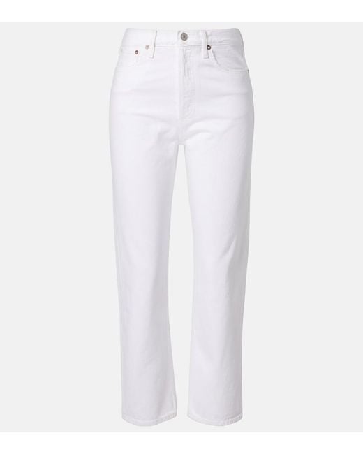 Agolde White 90's Crop Straight Jeans