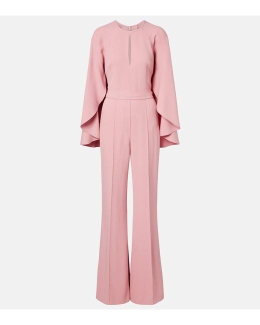 Elie Saab Pink Caped Cady Jumpsuit