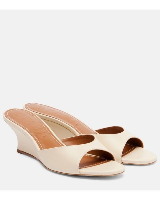 Staud Brown Brigitte Leather Wedge Mules