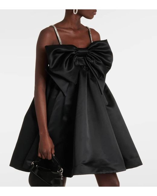 Vestido corto de saten con lazo Nina Ricci de color Black