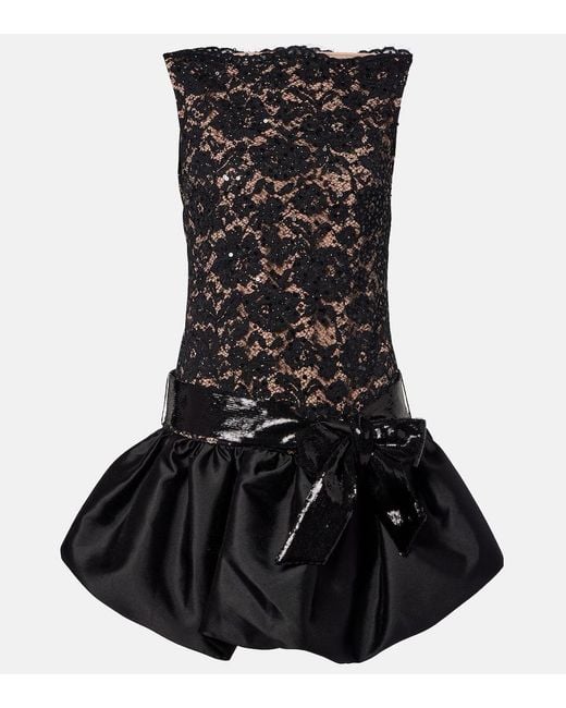 Self-Portrait Black Lace And Taffeta Minidress