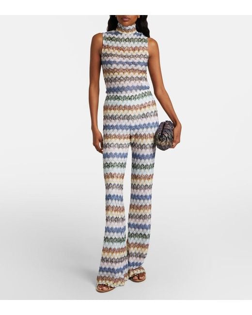 Missoni Multicolor Knitted Lame Flared Pants