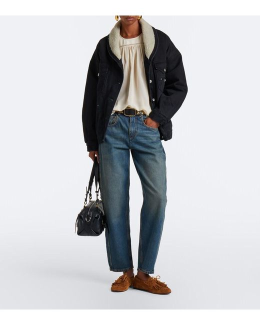 Isabel Marant Black Pimia Fleece-Trimmed Denim Jacket