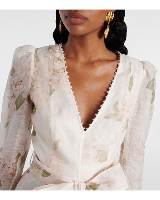 Zimmermann Natural Minikleid Balance Aus Leinen Und Seide