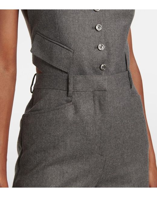 Tom Ford Gray High-Rise Wool Twill Bootcut Pants