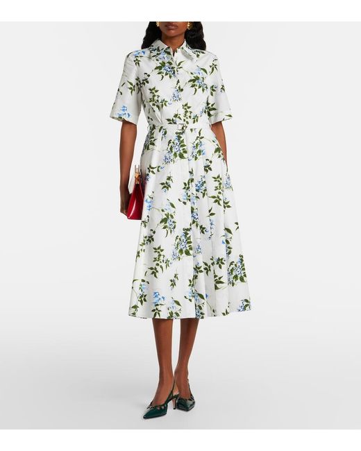 Emilia Wickstead White Rubie Floral Cotton Poplin Shirt Dress