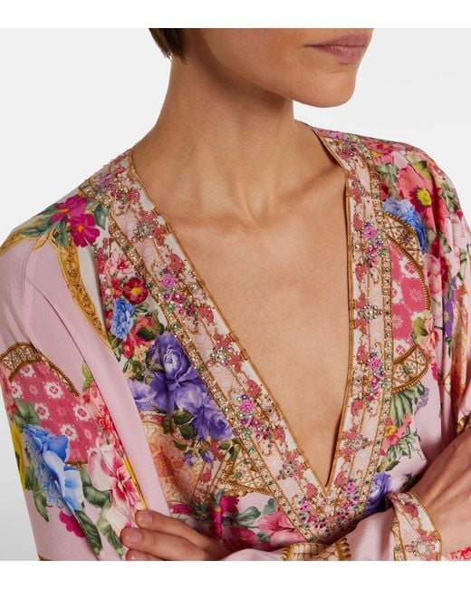 Camilla Pink Floral Silk Kaftan